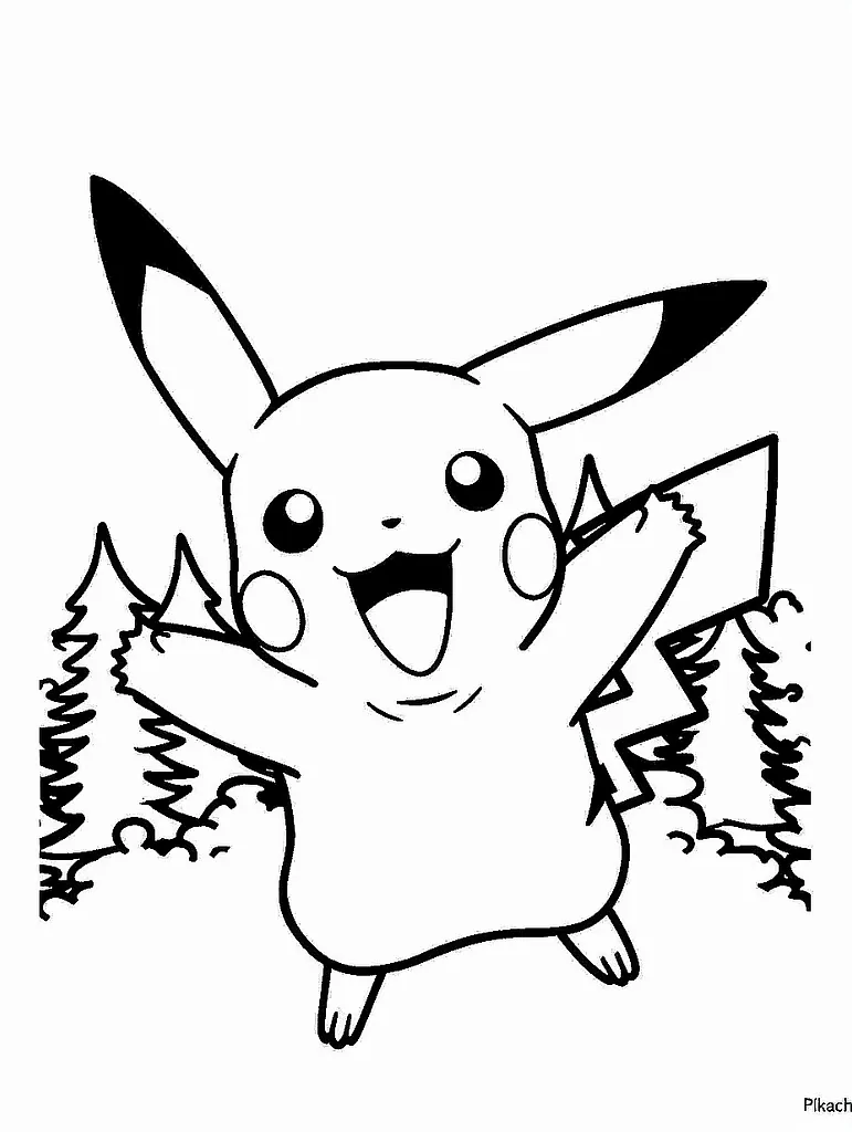 Cheerful Pikachu in a Forest