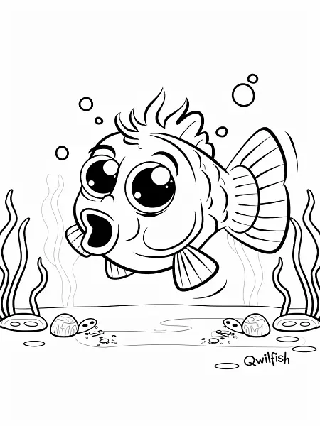 Surprised Qwilfish Pokemon in Underwater Scene - 3