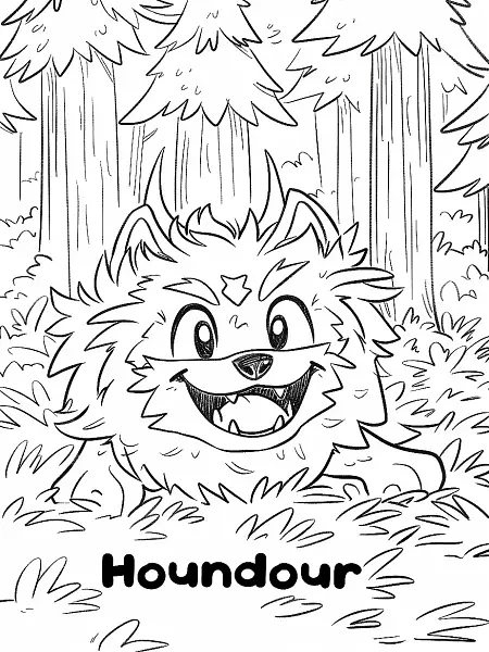 Playful Houndour Pokemon in a Forest - 0