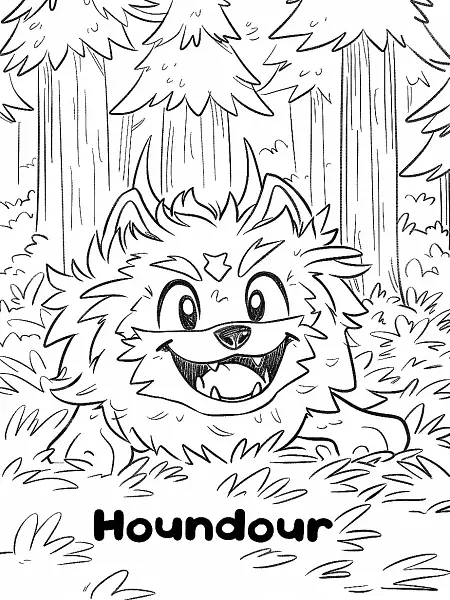 Playful Houndour Pokemon in a Forest