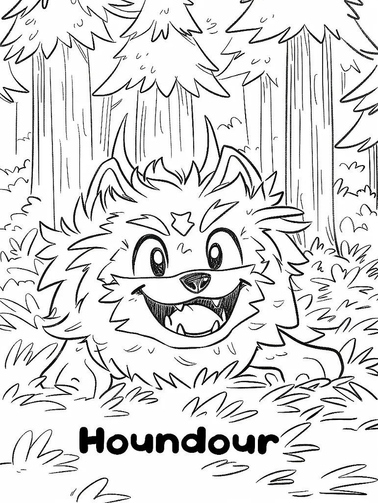 Playful Houndour Pokemon in a Forest