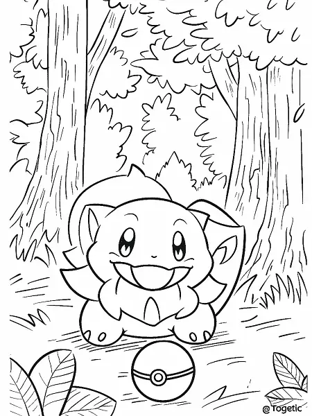 Joyful Togetic Pokemon in a Serene Forest - 0