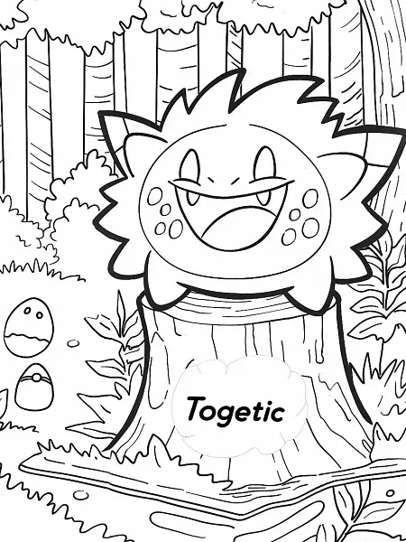 Joyful Togetic Pokemon in a Serene Forest - 1