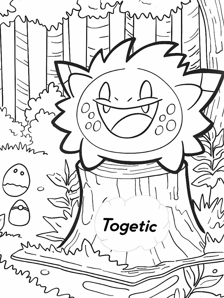 Joyful Togetic Pokemon in a Serene Forest 2