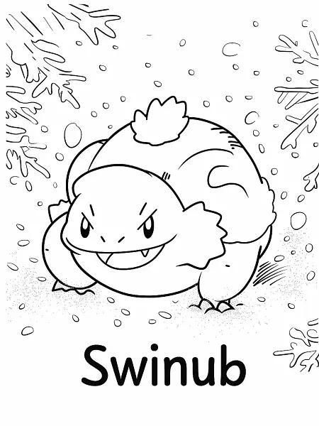 Playful Swinub Pokemon in a Snowy Setting - 2