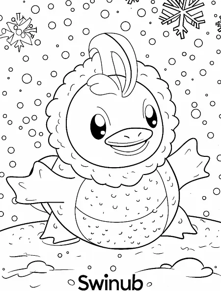 Playful Swinub Pokemon in a Snowy Setting - 0