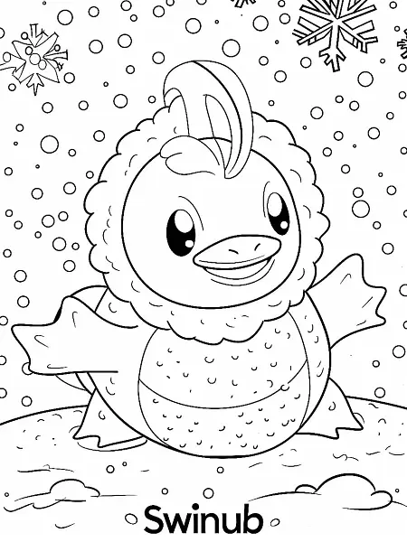 Playful Swinub Pokemon in a Snowy Setting