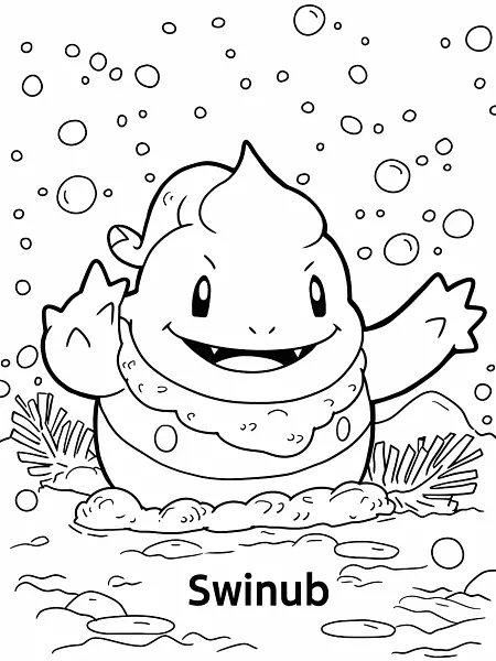 Playful Swinub Pokemon in a Snowy Setting - 3