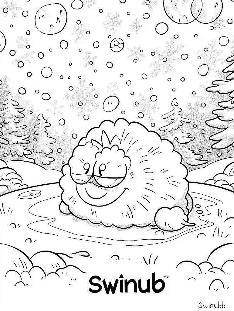 Playful Swinub Pokemon in a Snowy Setting 2