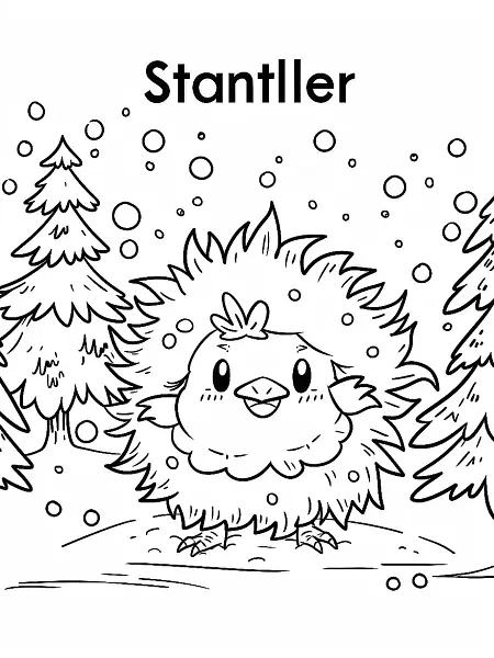 Playful Stantler Pokemon in a Snowy Forest - 0