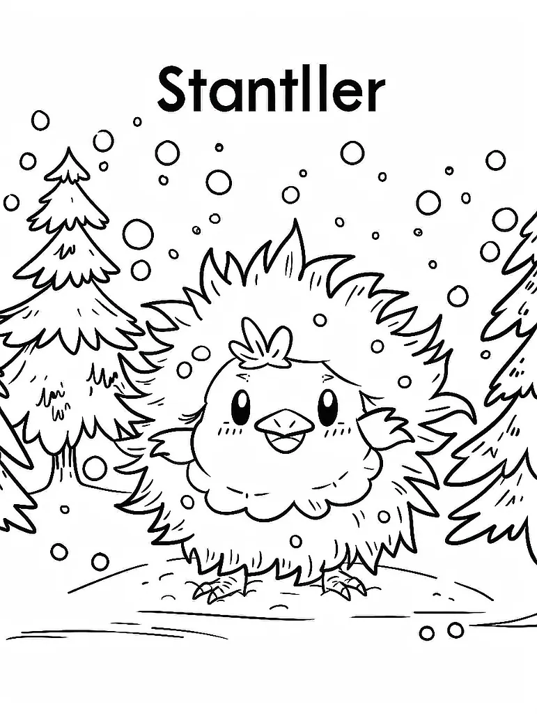 Playful Stantler Pokemon in a Snowy Forest