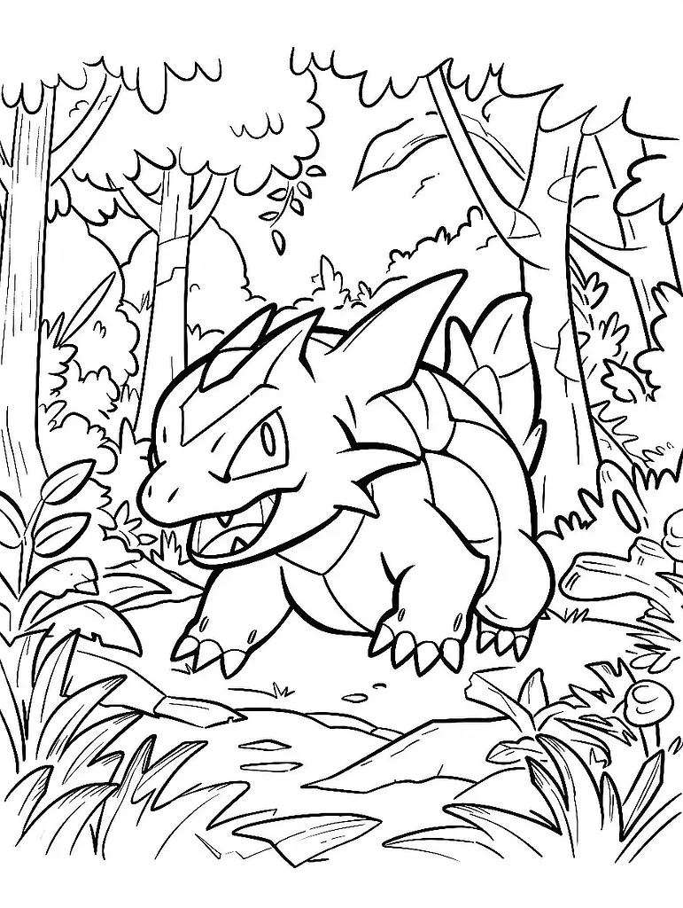 Determined Grovyle in a Lush Forest