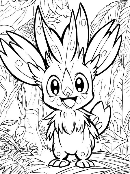 Joyful Terapagos in Forest Coloring Page - 2