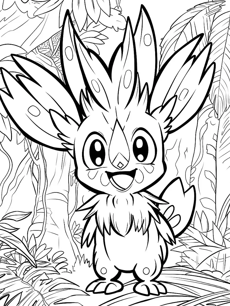 Joyful Terapagos in Forest Coloring Page 3