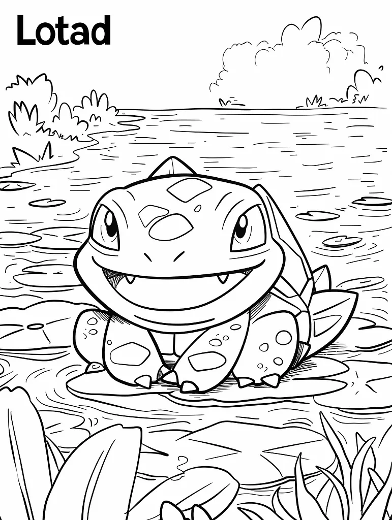 Cheerful Lotad Pokemon by a Serene Lake 4