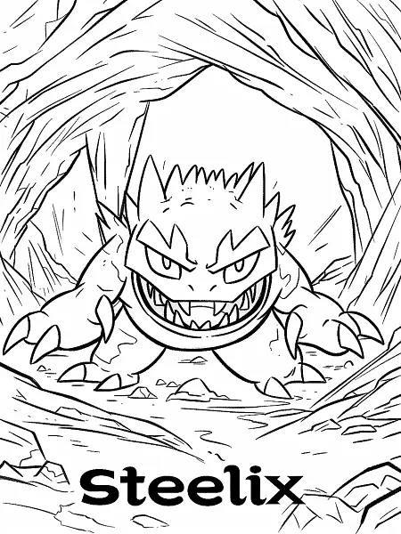 Fierce Steelix Pokemon in a Rocky Cave - 0