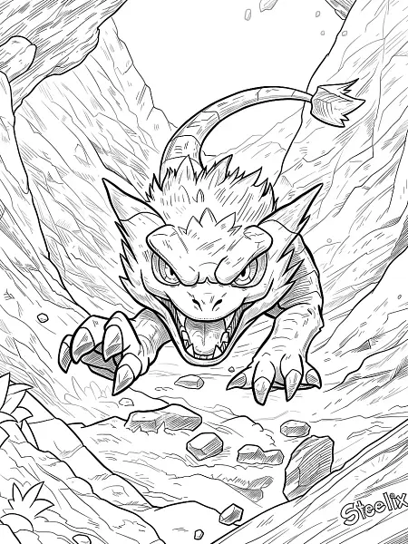 Fierce Steelix Pokemon in a Rocky Cave - 2