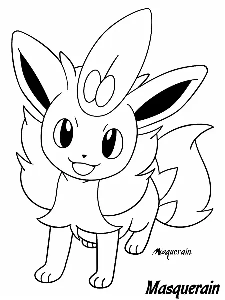 Playful Masquerain Pokemon Coloring Page - 2