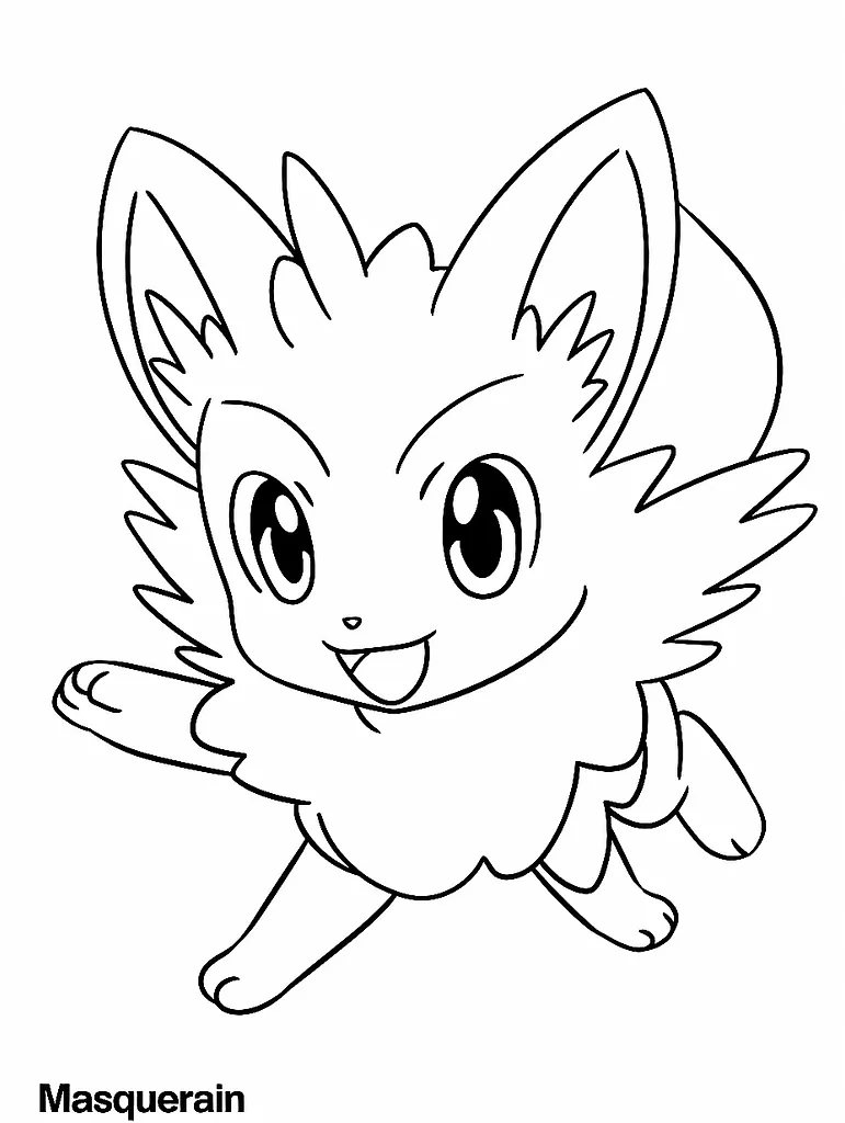 Playful Masquerain Pokemon Coloring Page 2