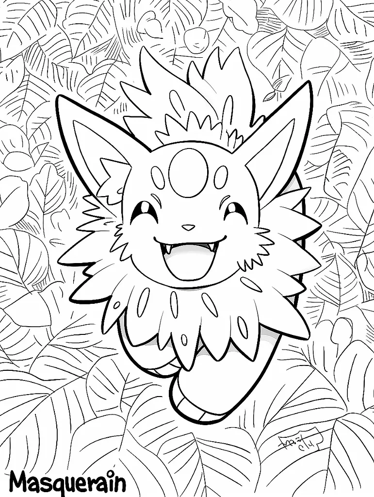 Playful Masquerain Pokemon Coloring Page