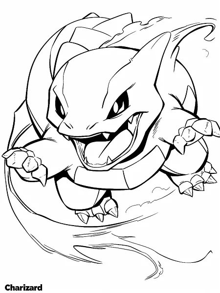 Fierce Charizard Coloring Page - 1