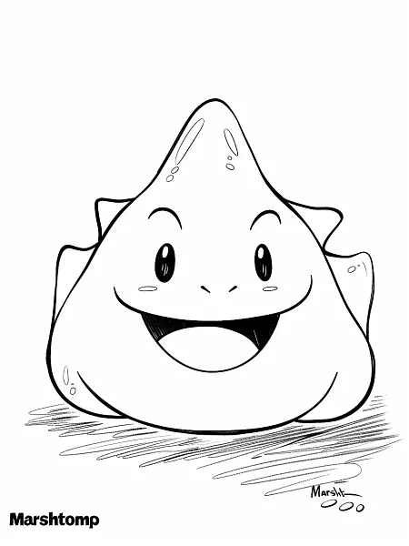 Playful Marshtomp Pokemon Coloring Page - 2