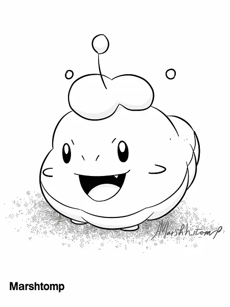 Playful Marshtomp Pokemon Coloring Page - 3