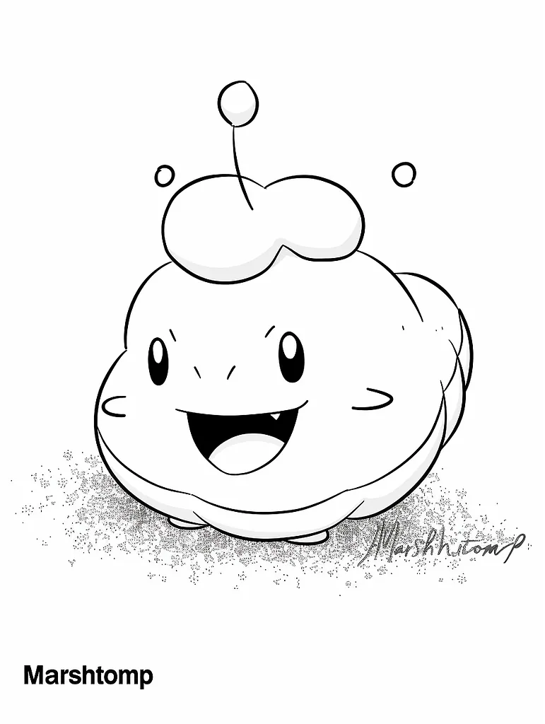 Playful Marshtomp Pokemon Coloring Page 4