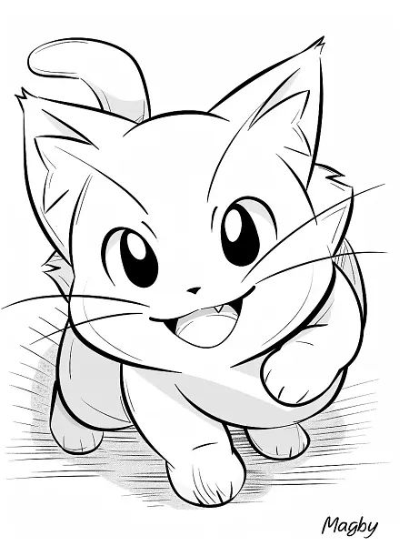 Playful Magby Pokemon Coloring Page - 2