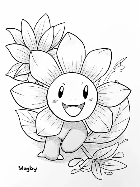 Playful Magby Pokemon Coloring Page - 1