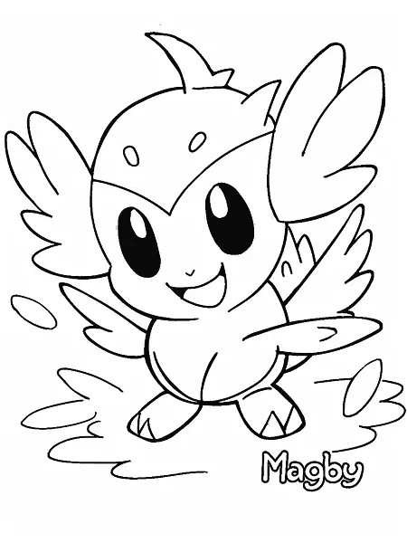 Playful Magby Pokemon Coloring Page - 0