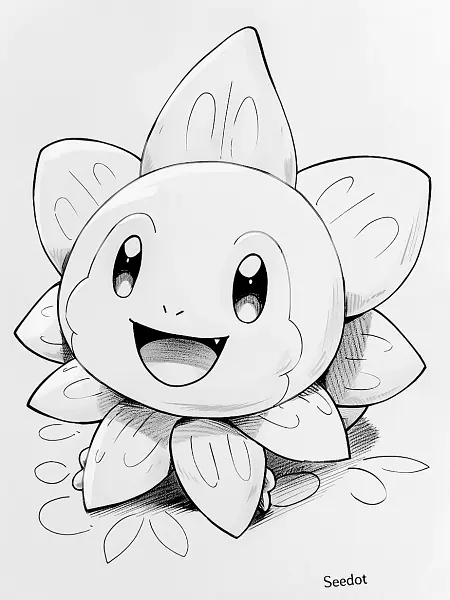 Cheerful Seedot Pokemon Illustration - 2