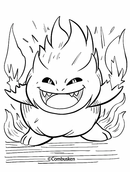 Playful Combusken Coloring Page - 0