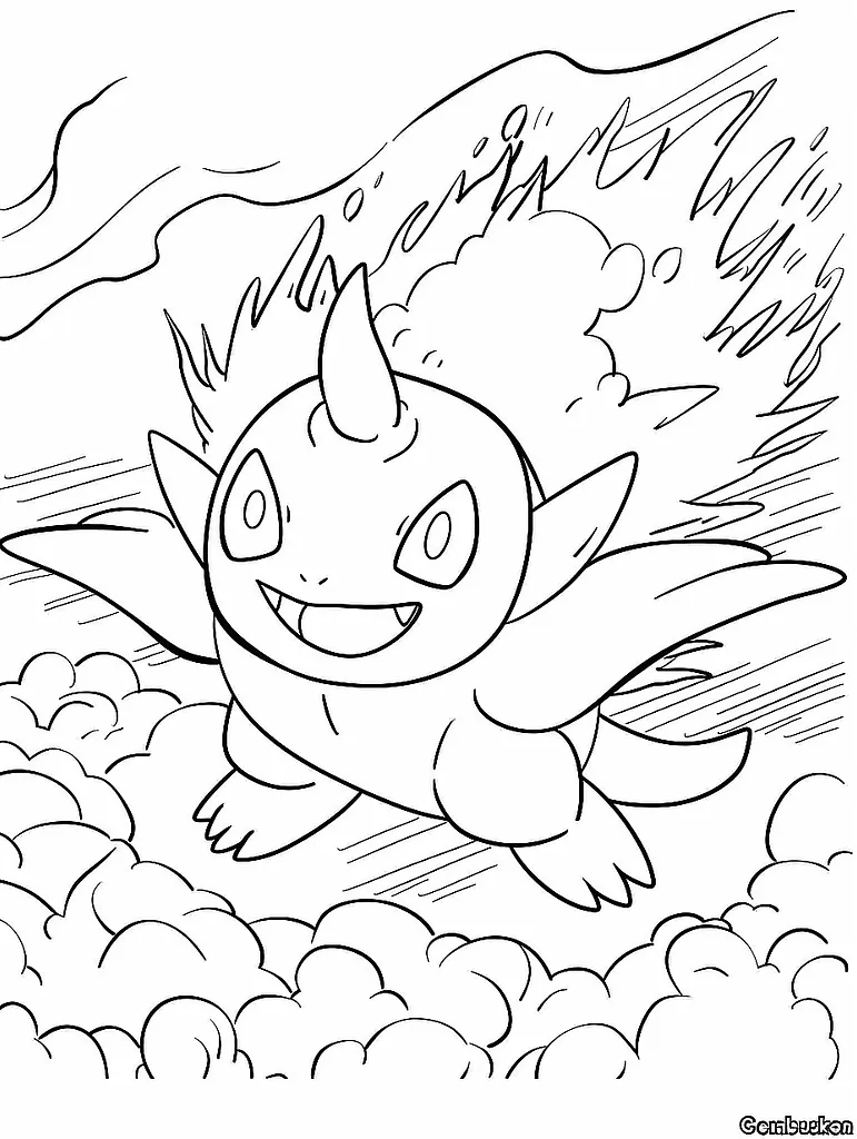 Playful Combusken Coloring Page 2