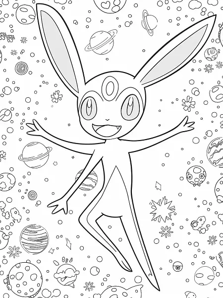 Blacephalon in Outer Space Coloring Page - 2