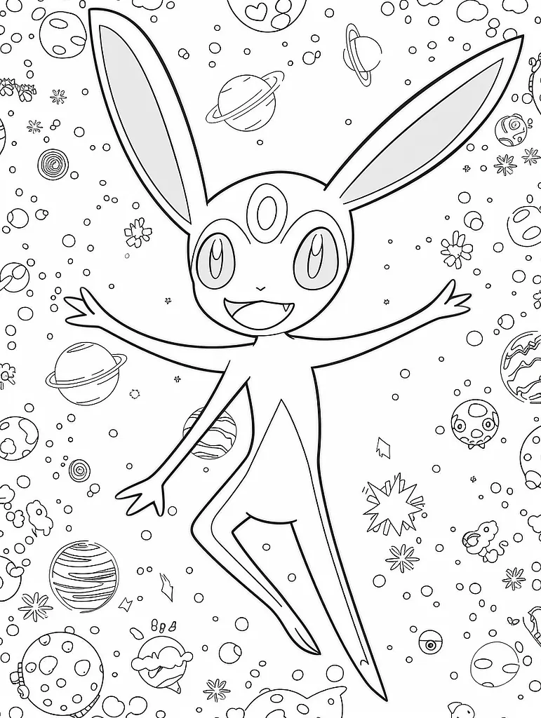 Blacephalon in Outer Space Coloring Page 3