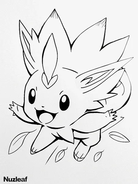 Mischievous Nuzleaf Coloring Page