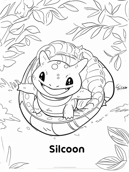 Playful Silcoon Pokemon Coloring Page - 2