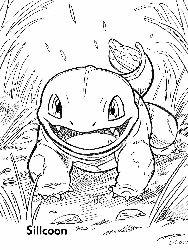 Playful Silcoon Pokemon Coloring Page