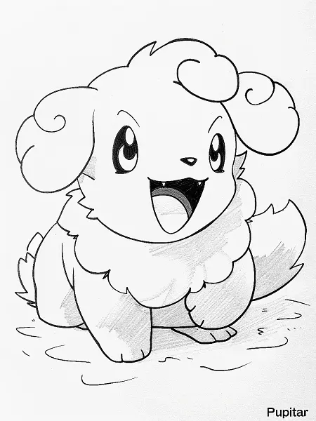 Playful Pupitar Pokemon Illustration - 0