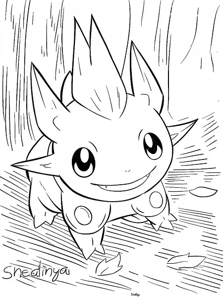 Curious Shedinja: A Kid-Friendly Coloring Page - 0