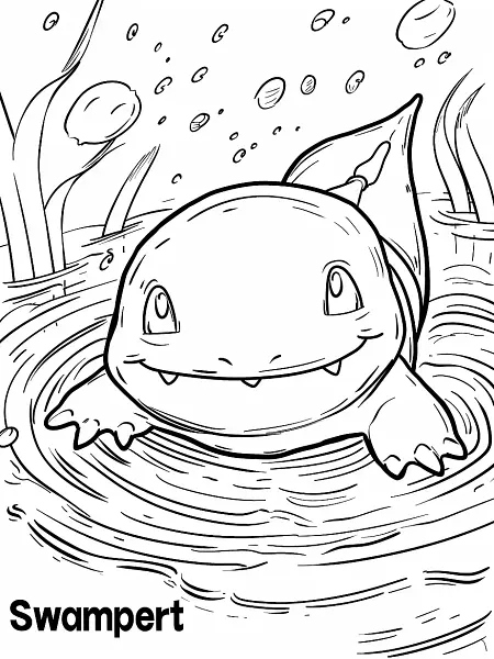 Playful Swampert Coloring Page - 2