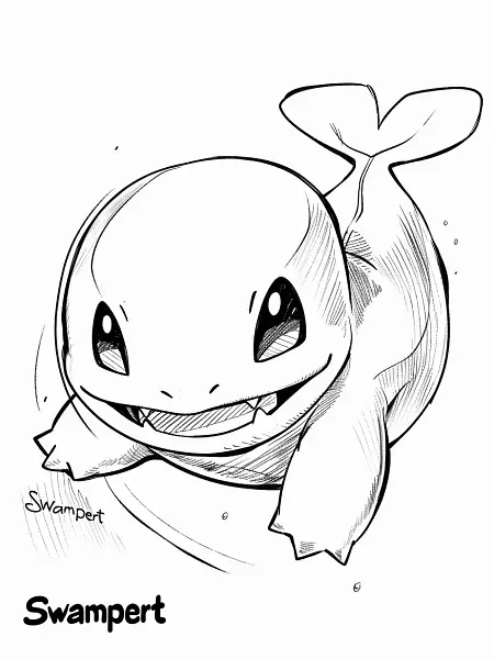 Playful Swampert Coloring Page - 3