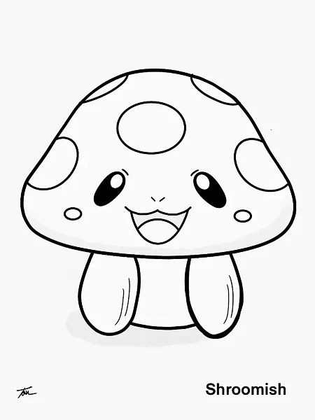 Cheerful Shroomish: A Kid-Friendly Coloring Page - 2