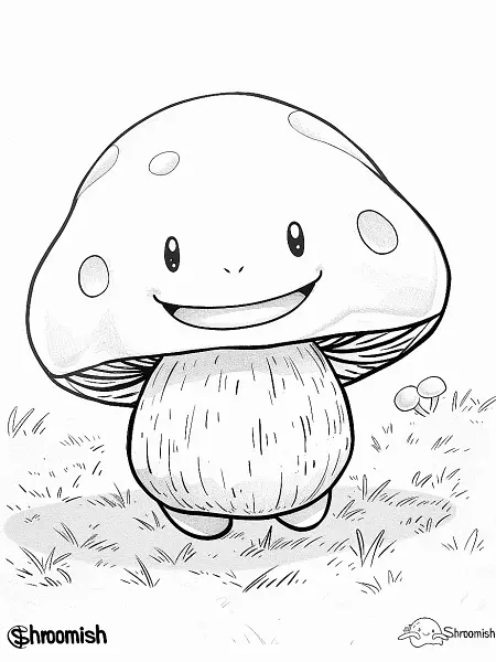 Cheerful Shroomish: A Kid-Friendly Coloring Page - 1