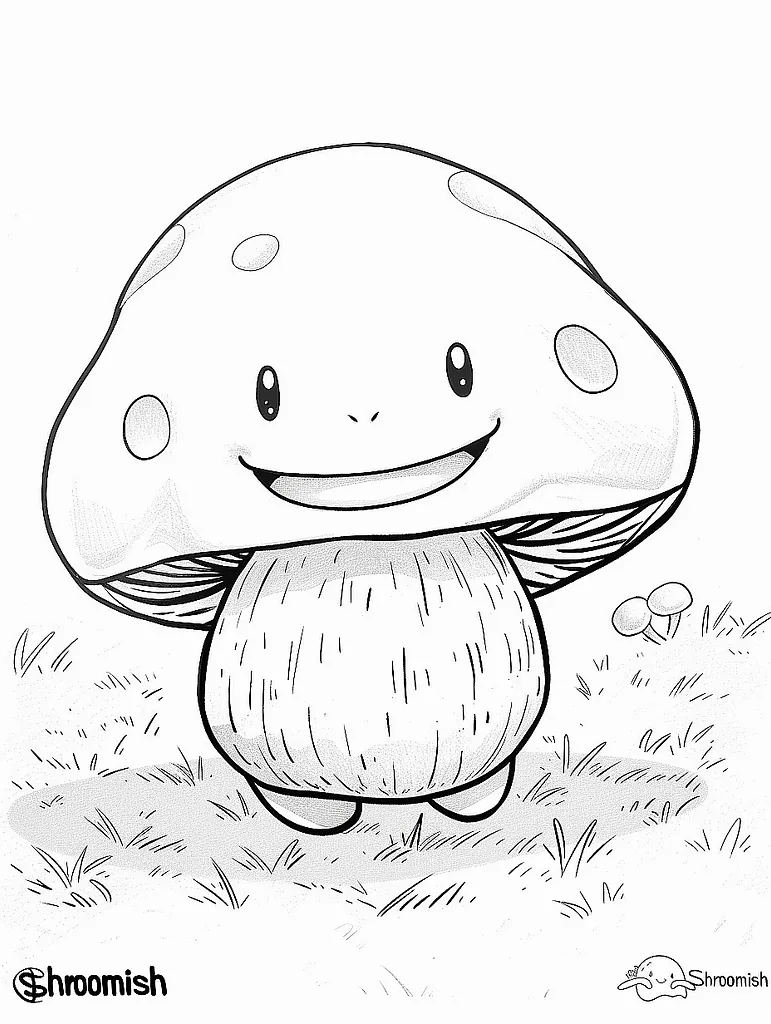 Cheerful Shroomish: A Kid-Friendly Coloring Page 2