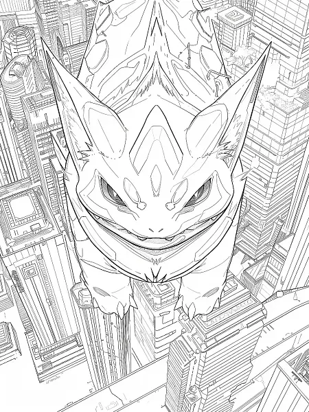 Stakataka in Futuristic City Coloring Page - 0