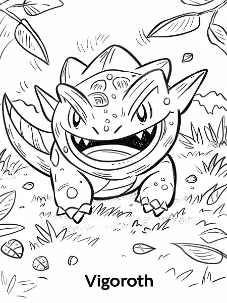 Playful Vigoroth Coloring Page - 3