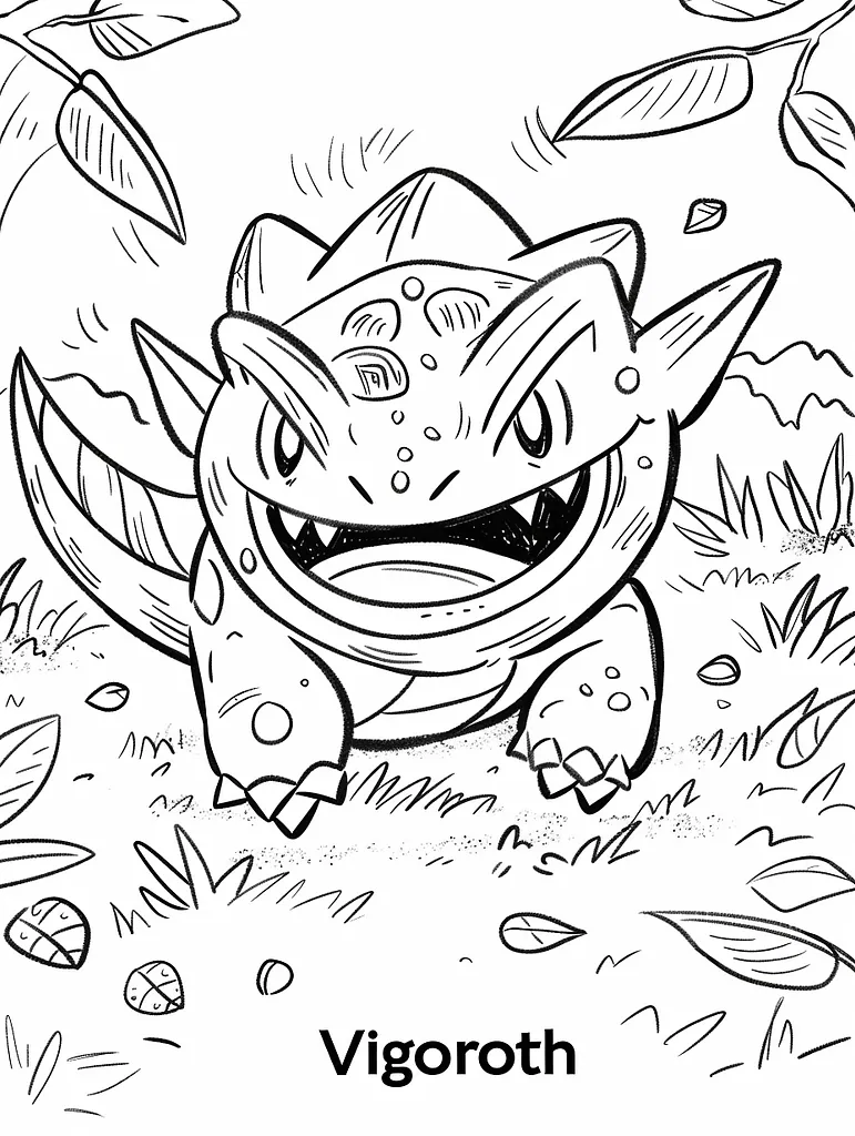 Playful Vigoroth Coloring Page 4