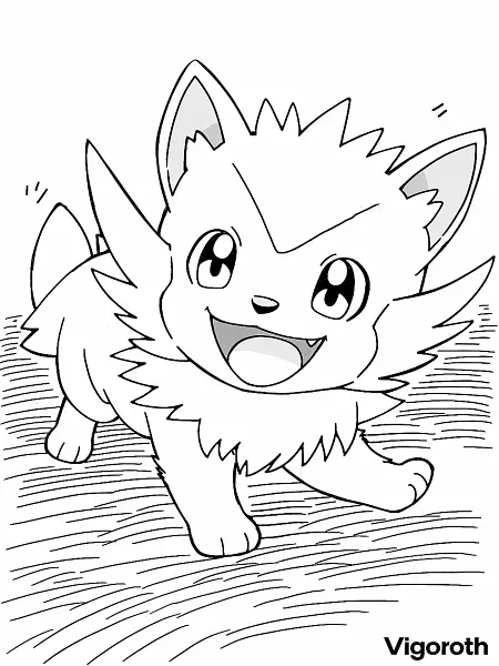 Playful Vigoroth Coloring Page - 1